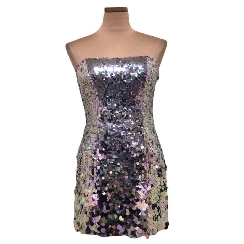 NWT-Sherri Hill Dress Size 8 Lilac Pastel Purple Sequin Mini Style 8433
